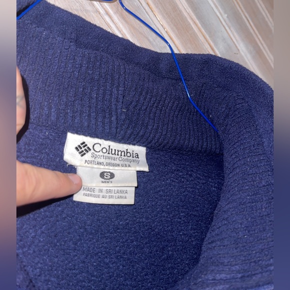 Columbia Lightweight Navy Blue Fleece Lined Jacket with Stand-Up Ribbed Collar - Picture 5 of 8